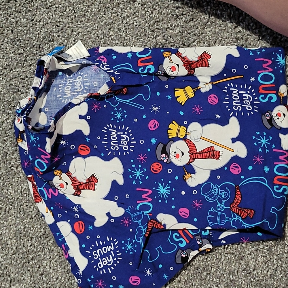Frosty the snowman scrub top